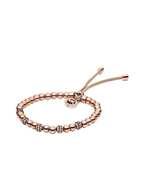 michael kors rose gold tone beaded stretch bracelet|Michael Kors bracelet sale.